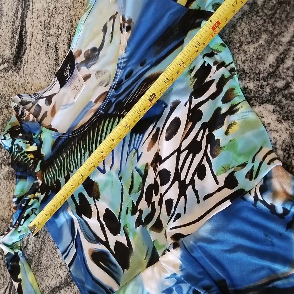 (S) Libra Tiered Ruffle Dress Abstract Animal Print Art Deco Colorful Bohemian - Picture 5 of 6